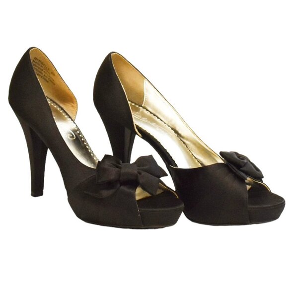 Michelangelo "Maribelle" Black Satin Dressy Peep-toe Pump - Picture 12 of 12